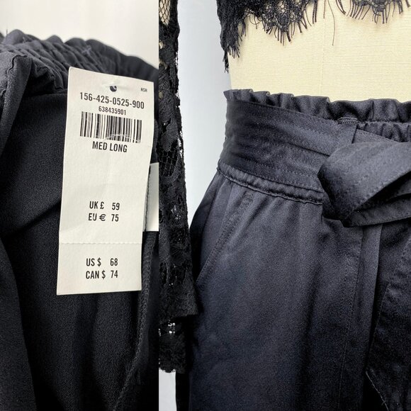 Abercrombie & Fitch black satin high rise taper paperbag trousers medium NWT - Picture 3 of 8